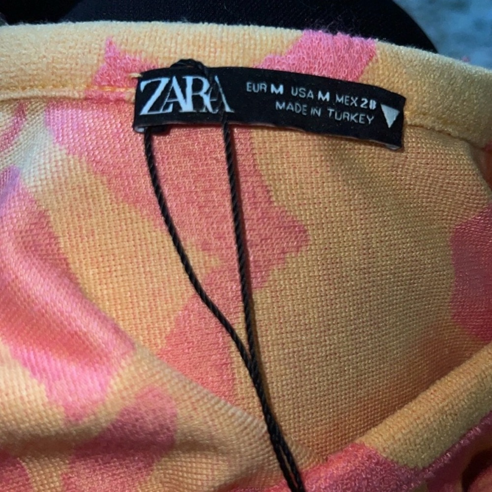 ZARA Pink + Orange Floral Mini+Dress - Picture 4 of 6